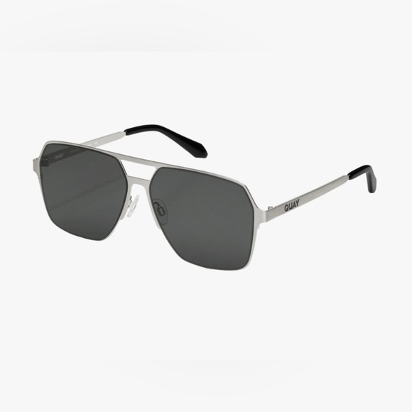 Quay Backstage Pass 60mm brushed silver metal‎ Aviator Sunglasses new